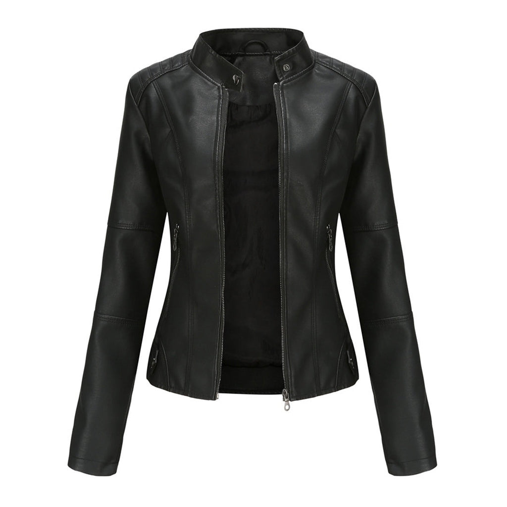Nerea | Chaqueta Motera Mujer Polipiel Cuello Mao Cremallera
