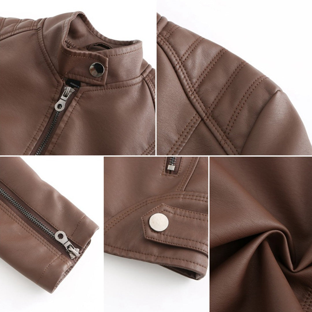 Nerea | Chaqueta Motera Mujer Polipiel Cuello Mao Cremallera