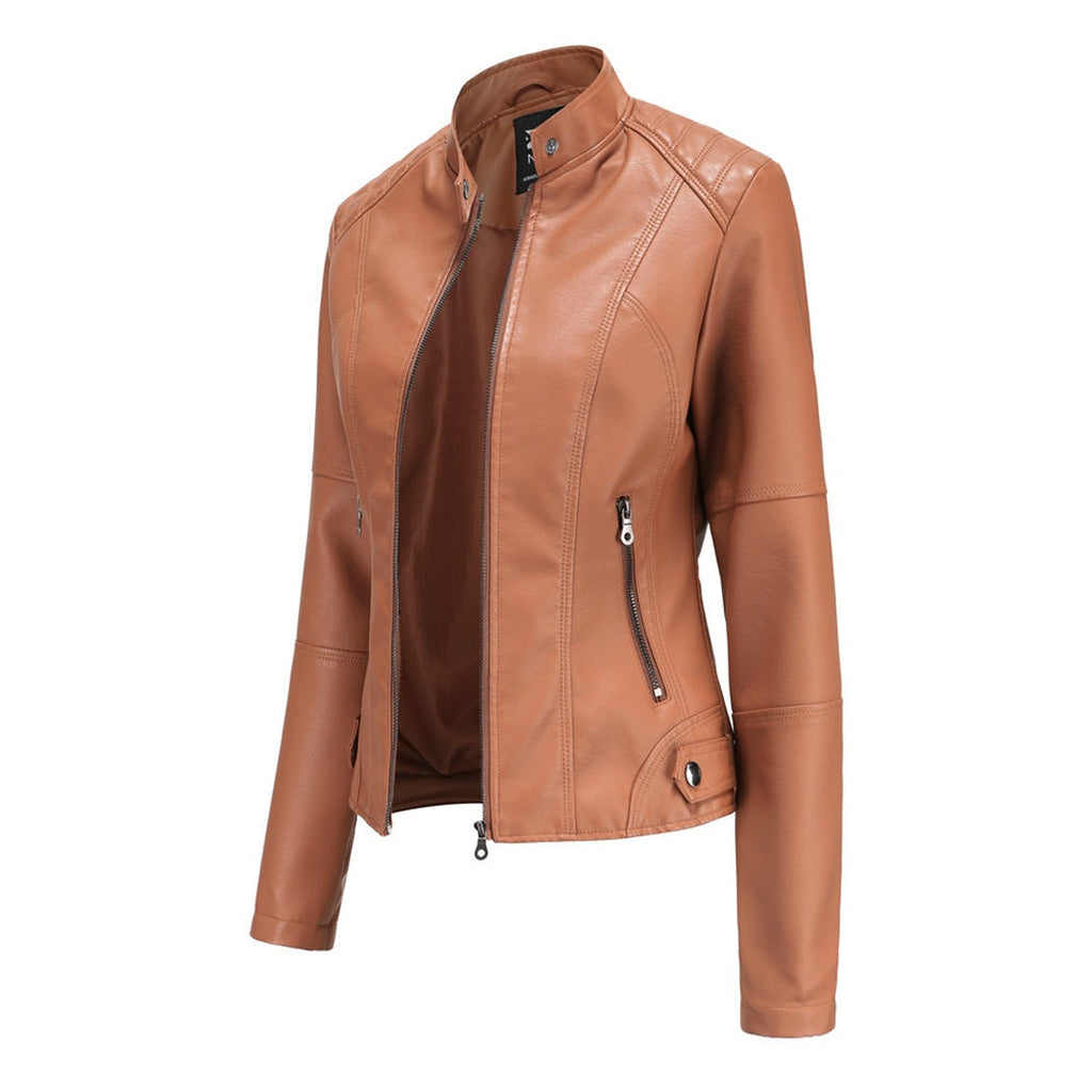 Nerea | Chaqueta Motera Mujer Polipiel Cuello Mao Cremallera