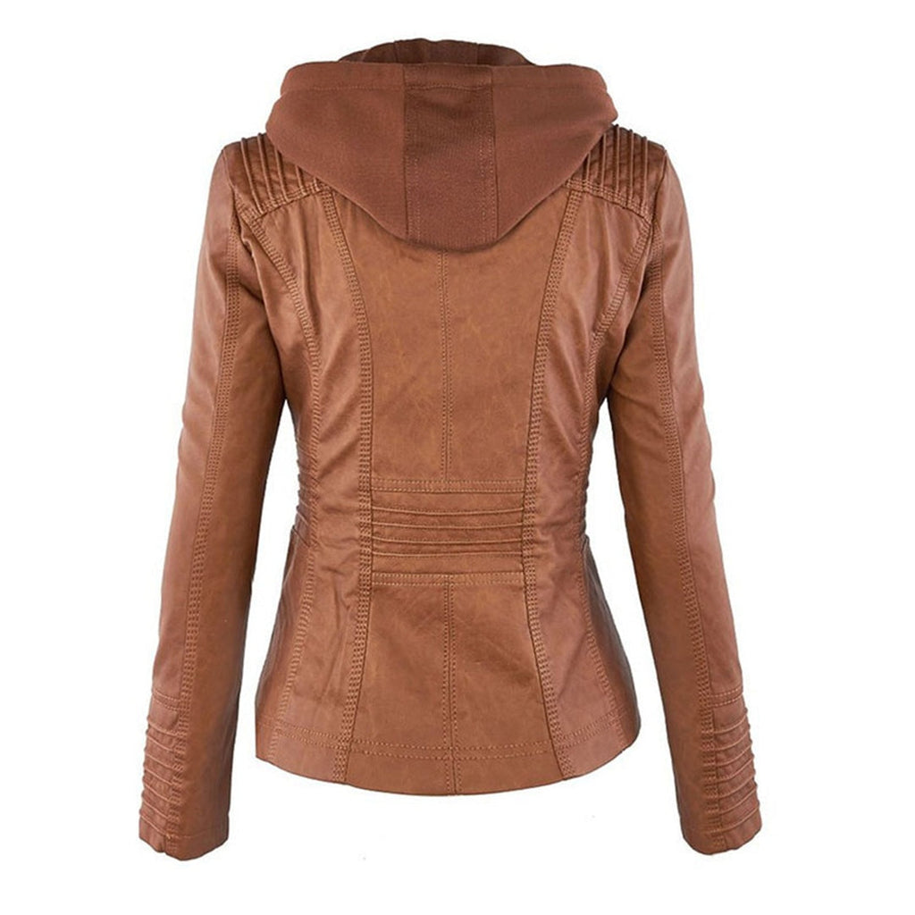 Uxía | Chaqueta Motera de Polipiel Mujer con Capucha