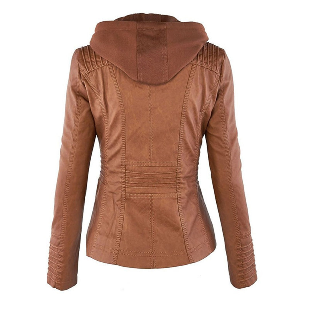 Uxía | Chaqueta Motera de Polipiel Mujer con Capucha